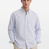 Relaxed Fit Sky Blue Pinstripe Shirt