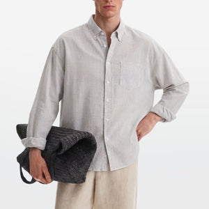 Relaxed Fit Ash Grey Pinstripe Shirt