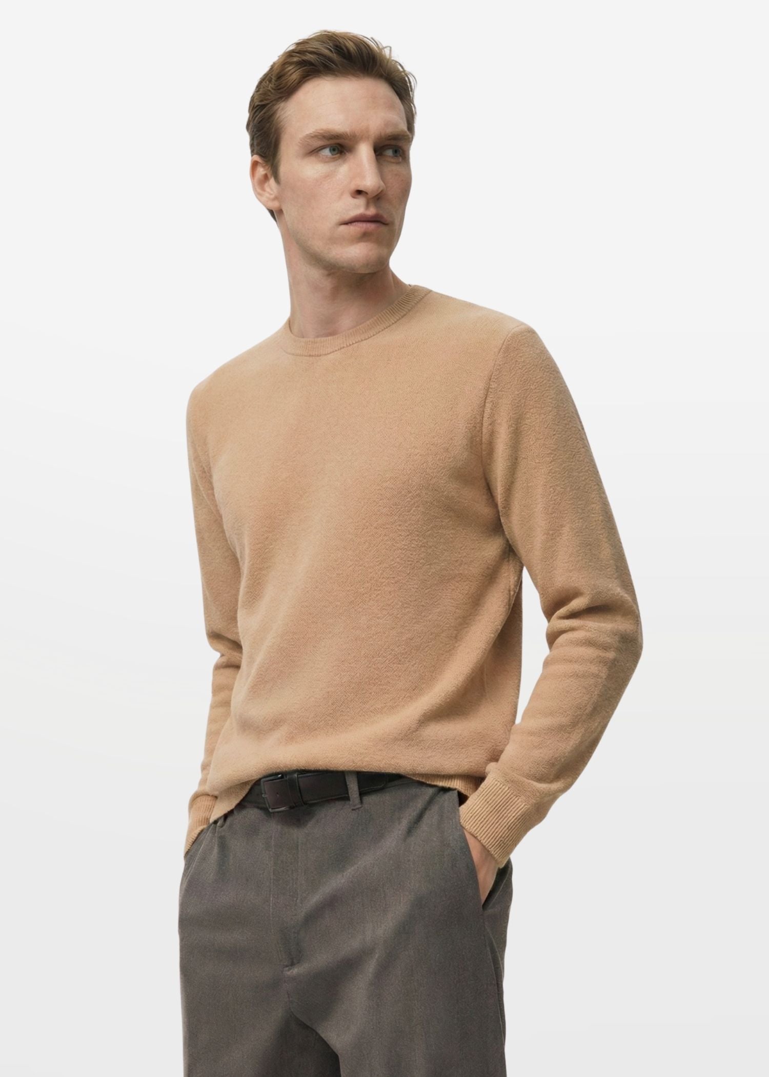 Abyss Pullover in Warm Ivory — Men's Slim Fit Knit Pullover | Eagle Ray