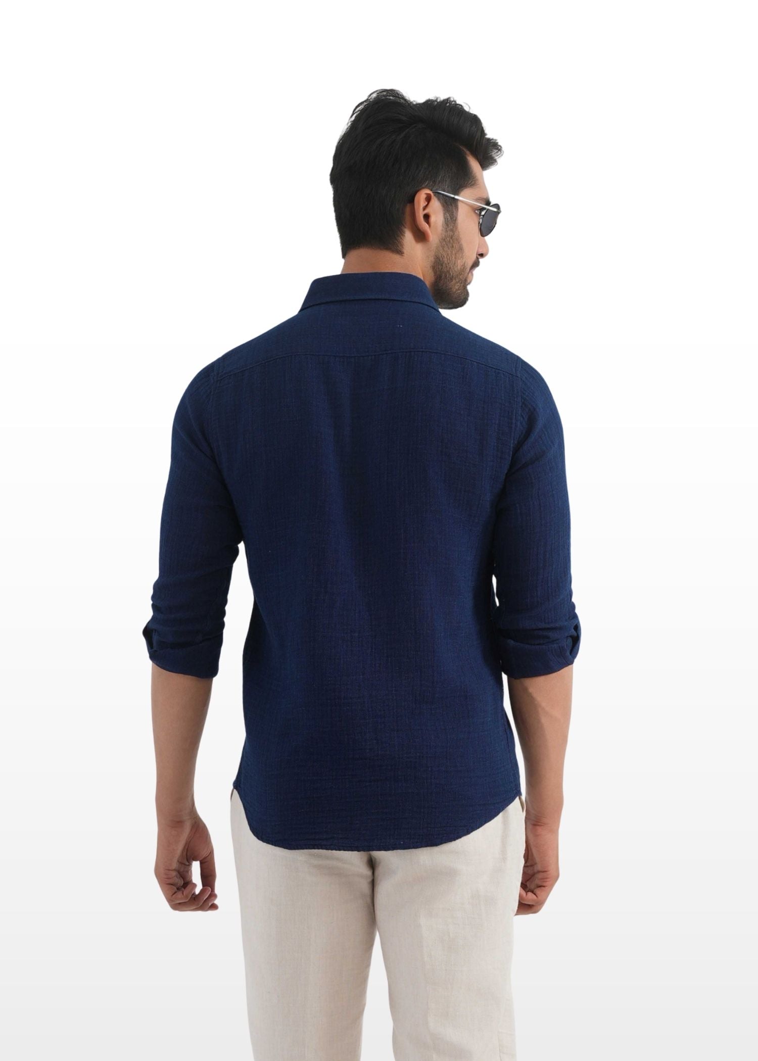 Nile Blue Textured Indigo Shirt