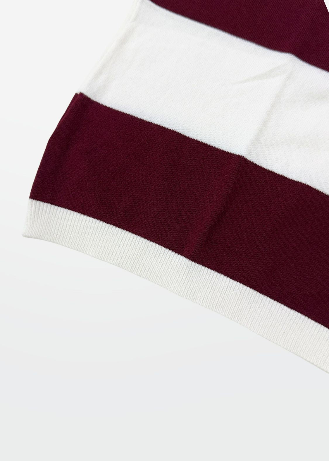 Maroon Block Stripe Zip Polo Shirt — Men's Zip Polo Shirt | Eagle Ray