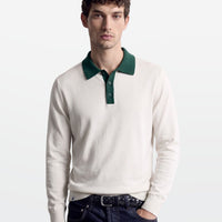Contrast Polo in White Green