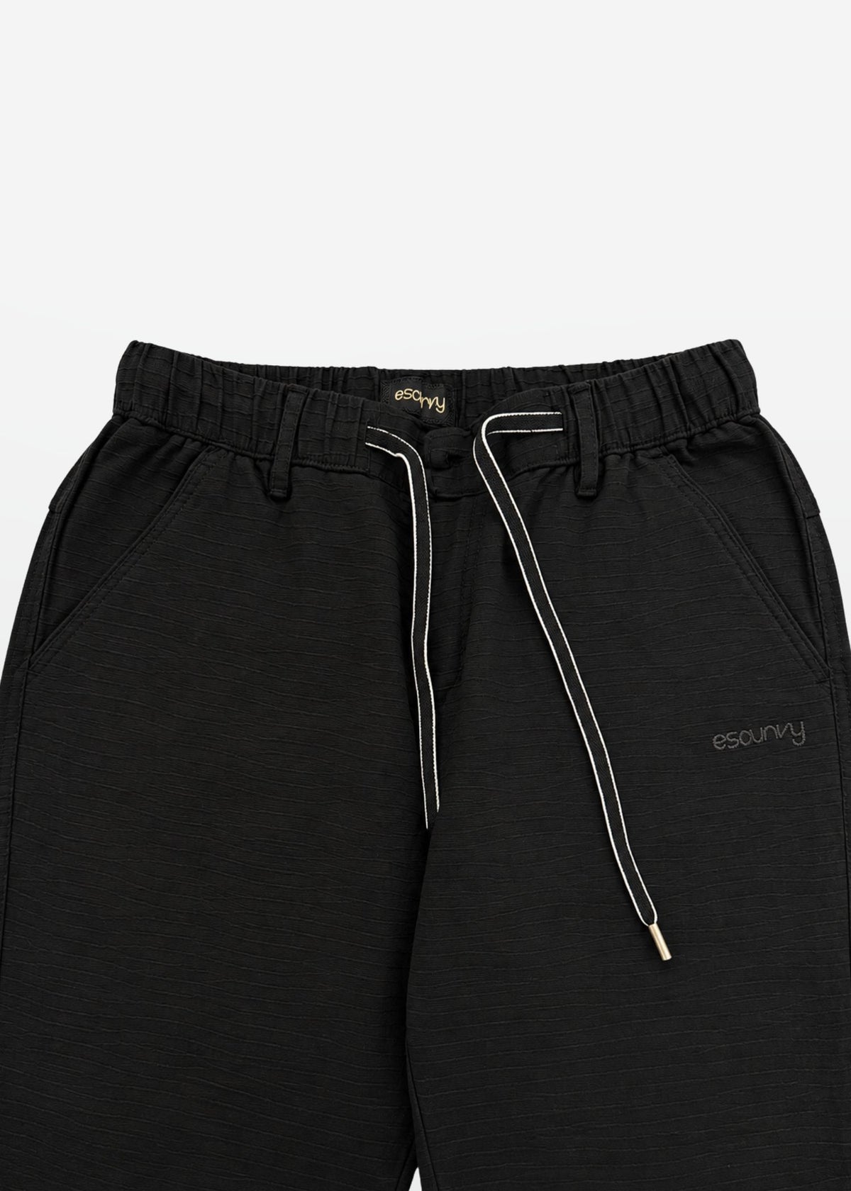 Escurvy Black Textured Drawstring Pant
