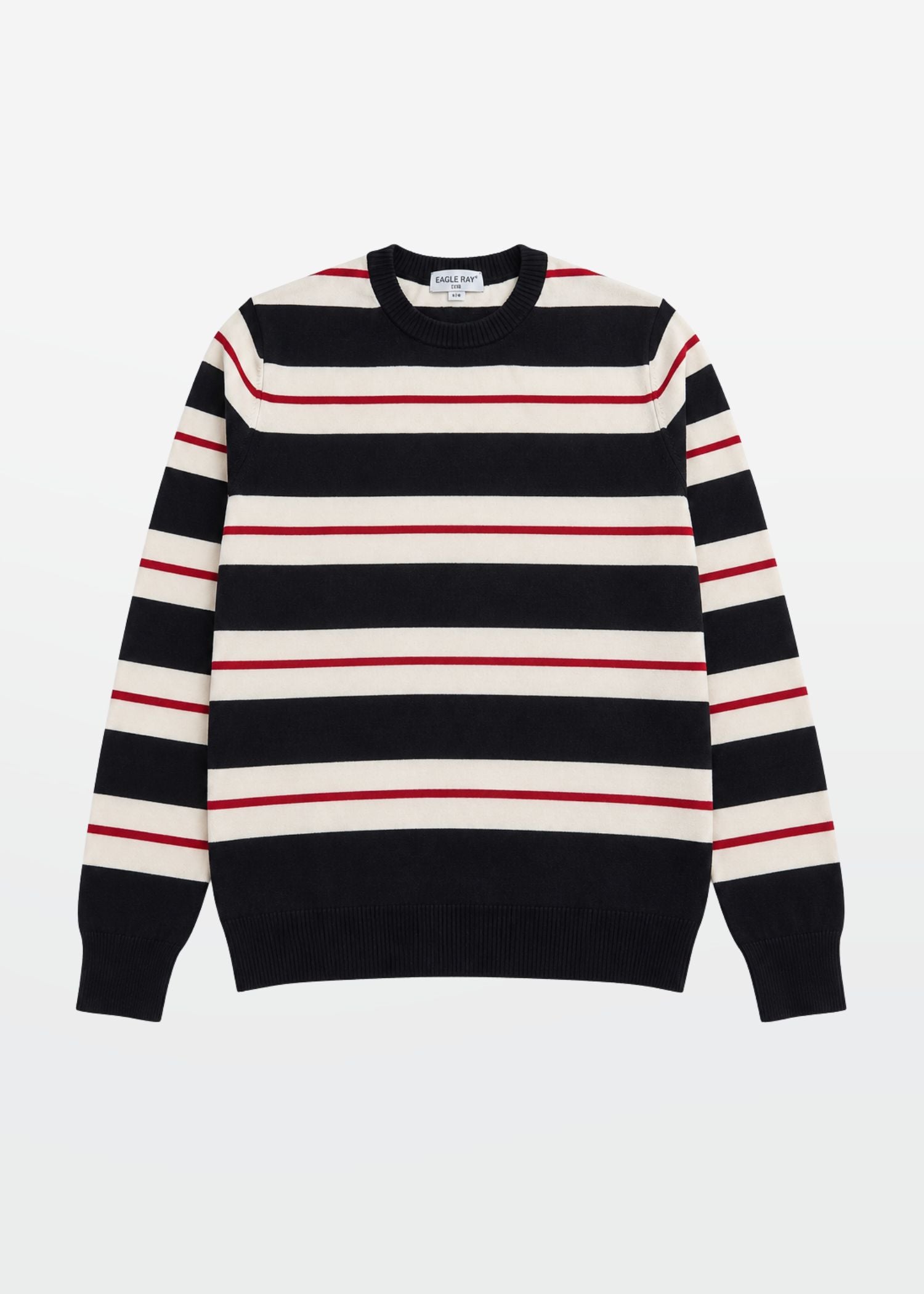 Black Ivory Red Stripe Full Sleeve Knit T-Shirt