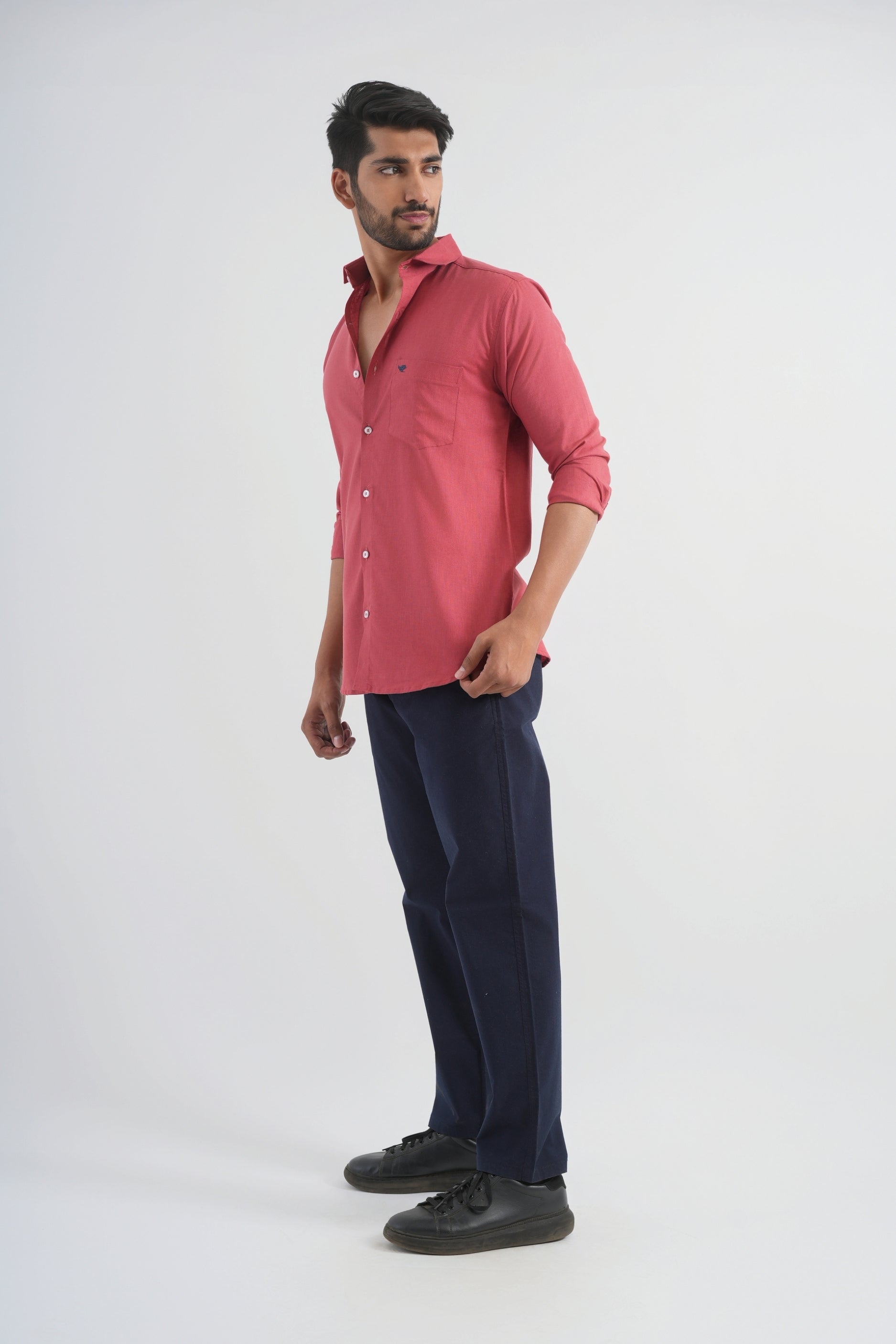 Dark Pink Lyocell Linen Shirt