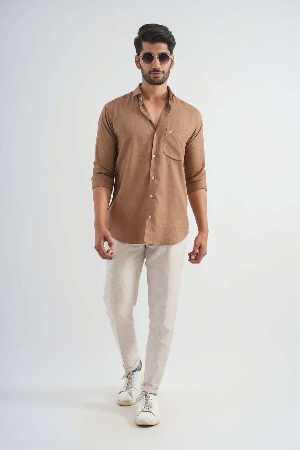 Mocha Brown Viscose Linen Shirt