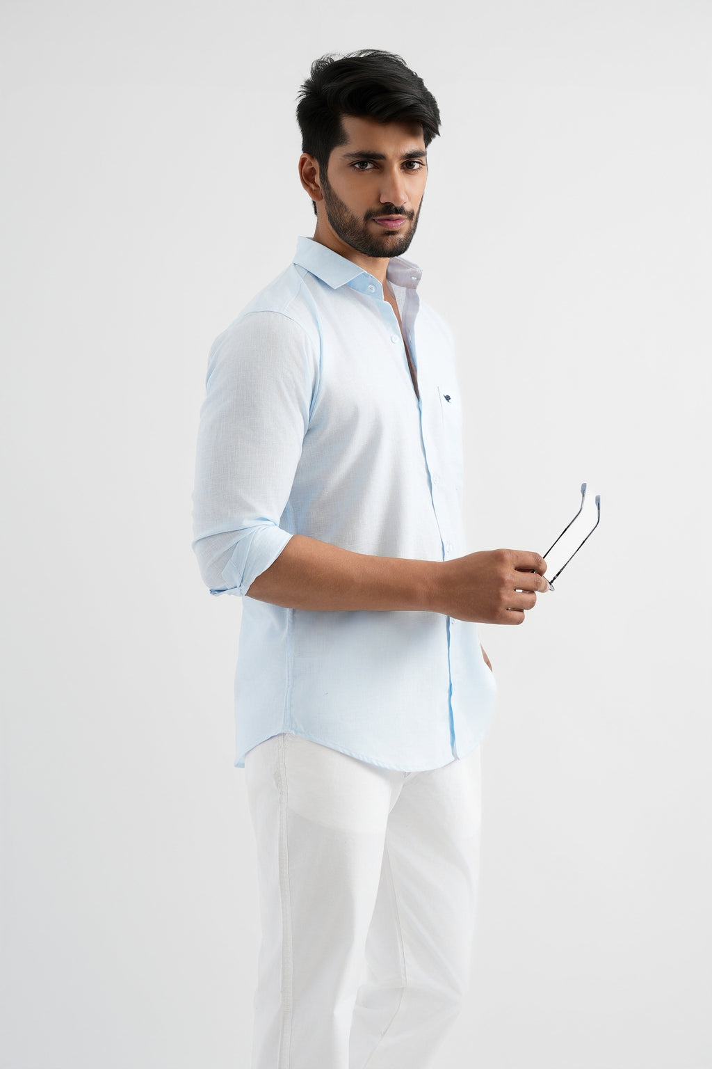 Pale Aqua Lyocell Linen Shirt