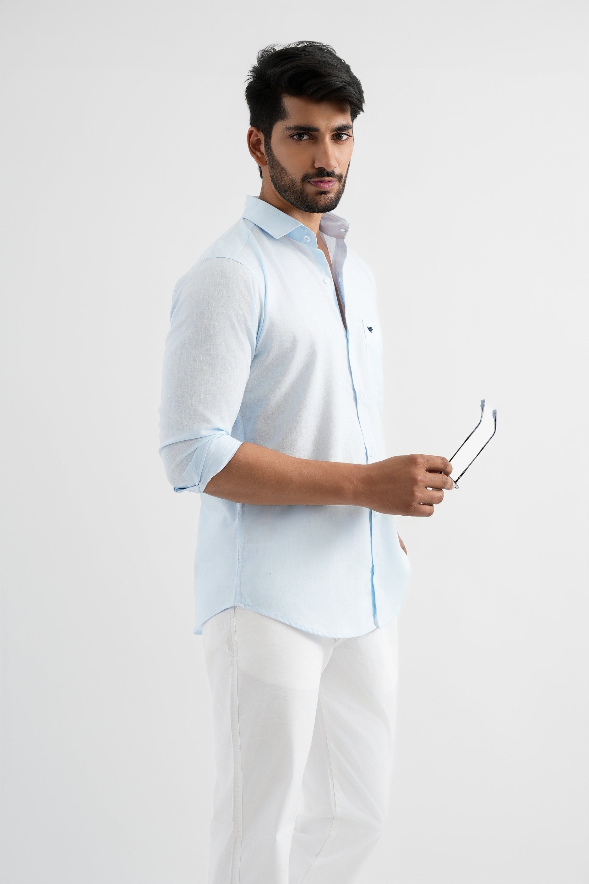 Pale Aqua Lyocell Linen Shirt