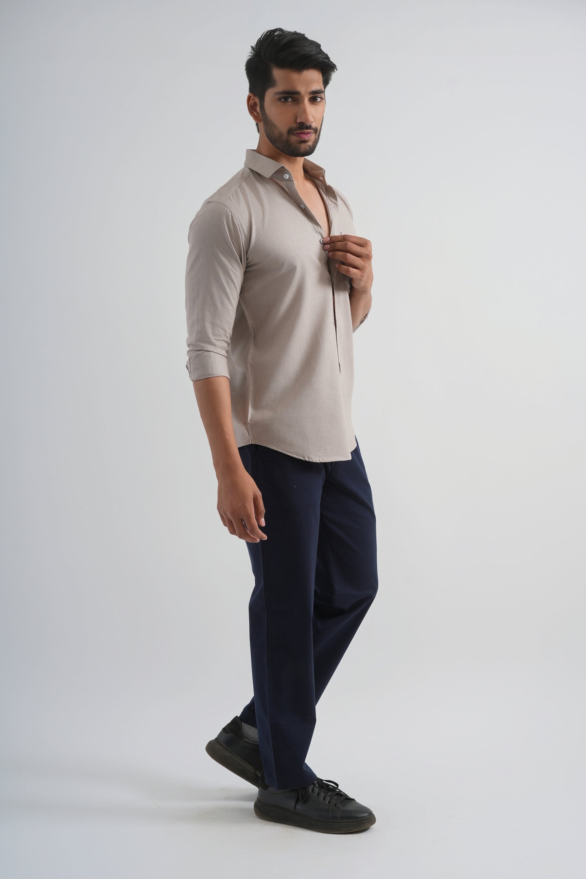 Pastel Grey Lyocell Linen Shirt
