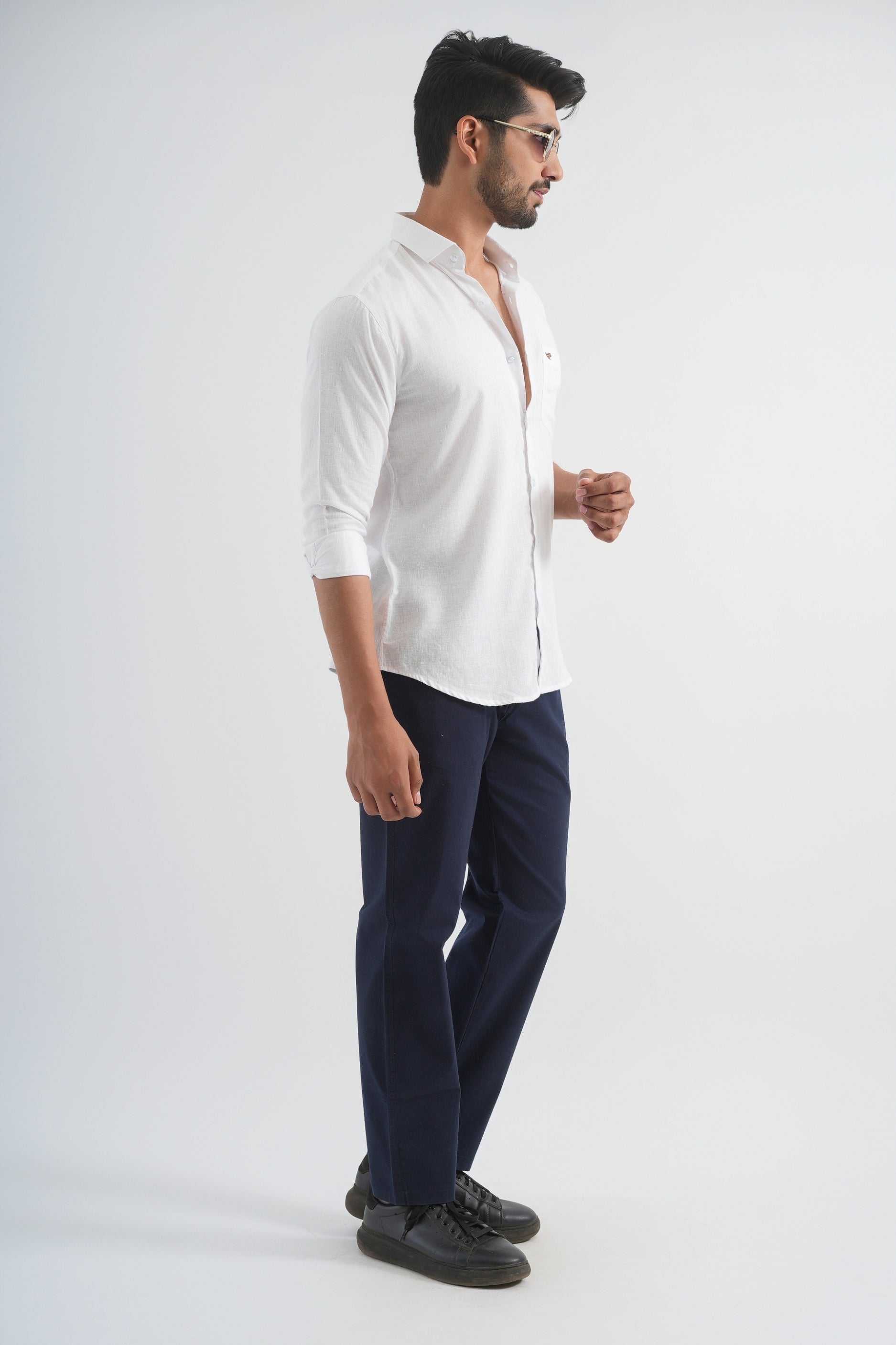 Porcelain White Viscose Linen shirt