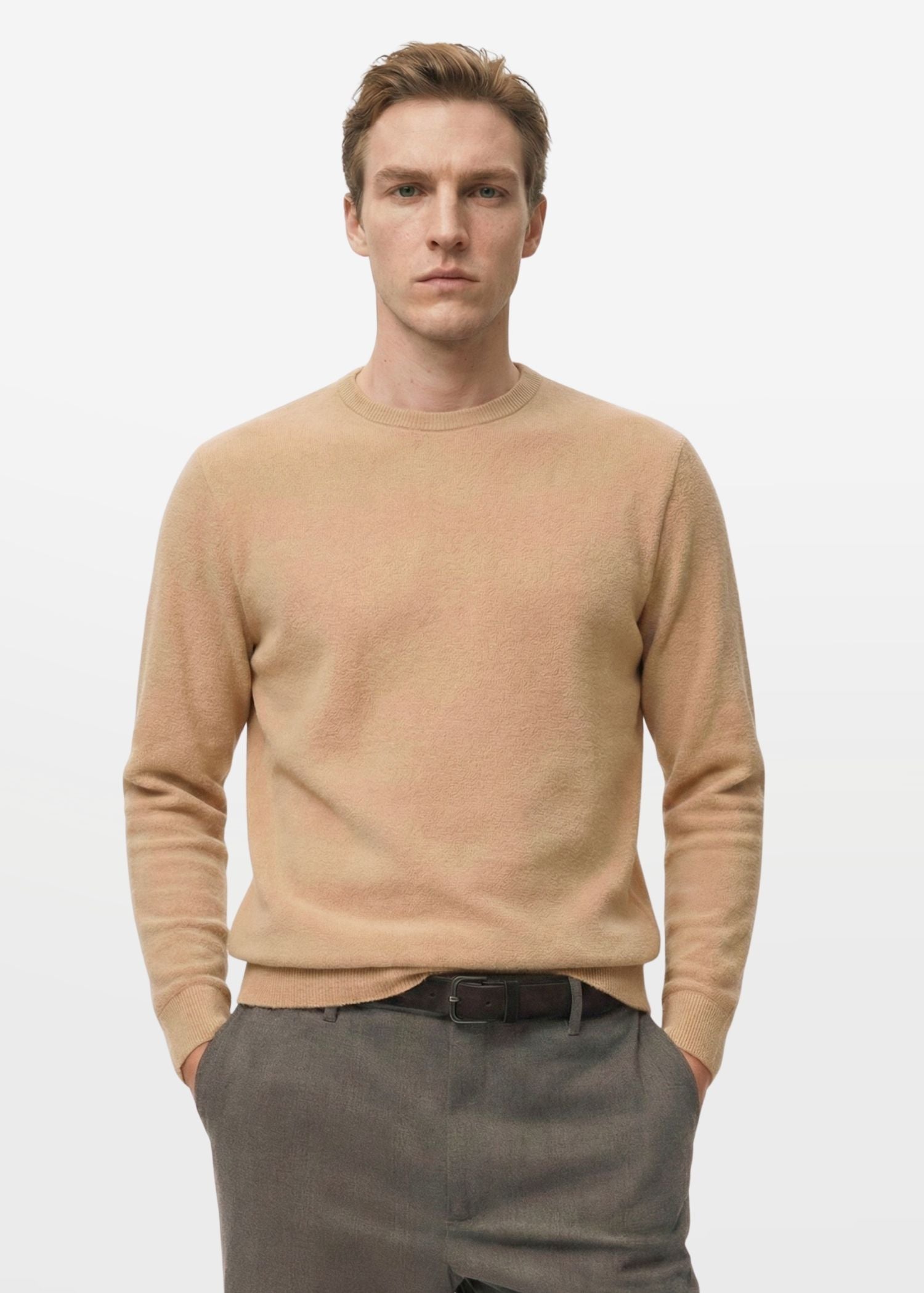 Abyss Pullover in Warm Ivory — Men's Slim Fit Knit Pullover | Eagle Ray