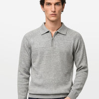 Core Zip Polo In Grey