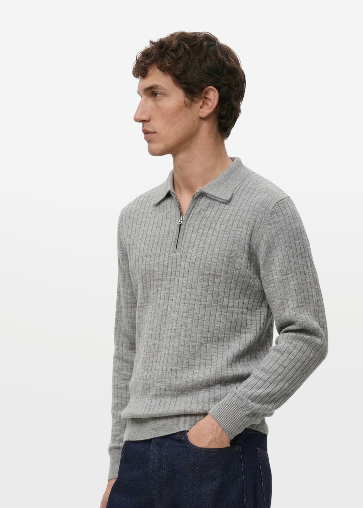 Core Zip Polo In Grey