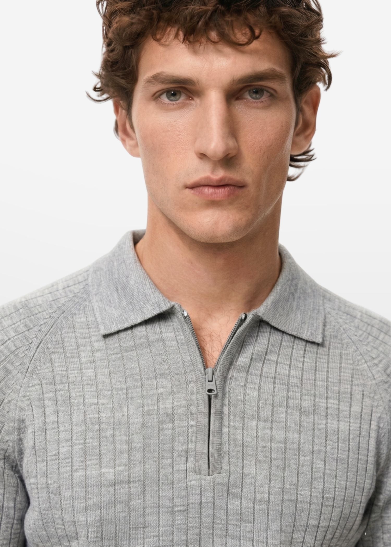 Core Zip Polo In Grey