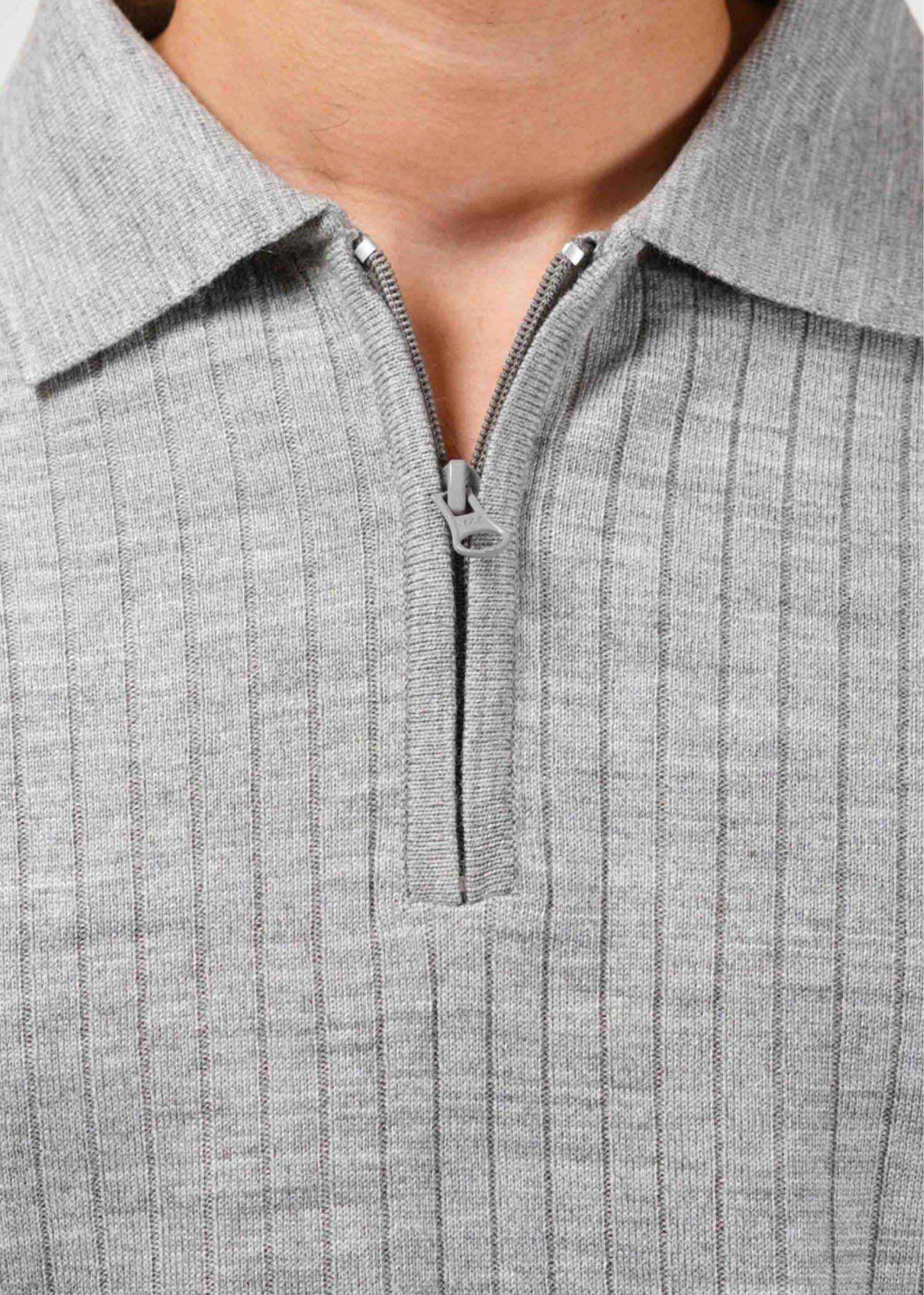 Core Zip Polo In Grey