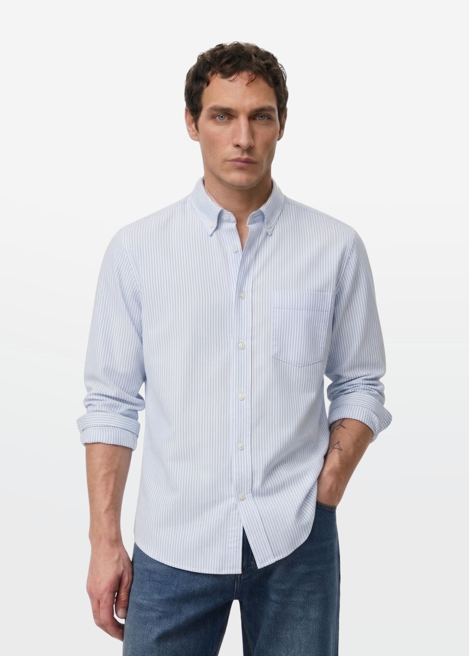 Sky Blue Pinstripe Oxford Shirt