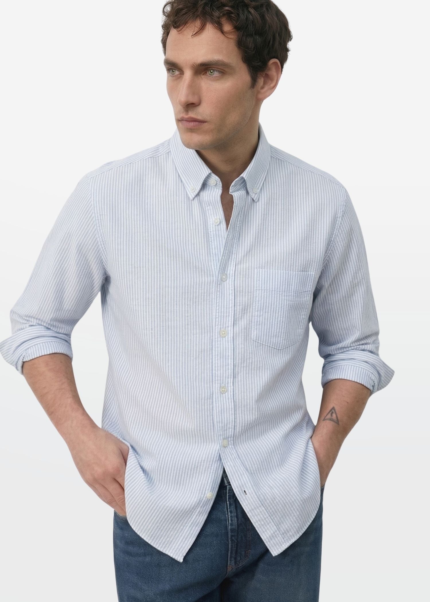 Sky Blue Pinstripe Oxford Shirt