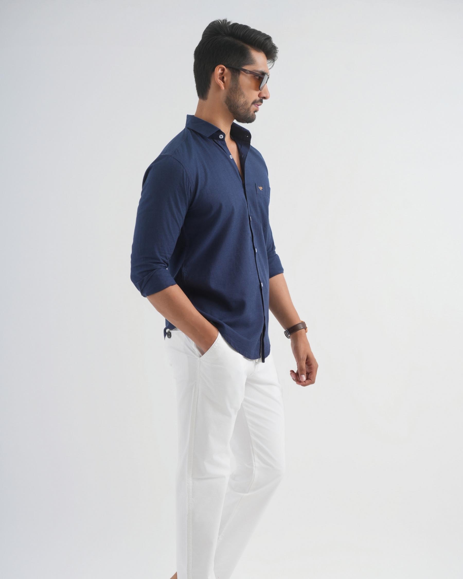 Rhino Blue Lyocell Linen Shirt