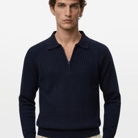 Core Zip Polo in Rhino Blue