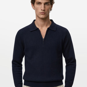 Core Zip Polo in Rhino Blue