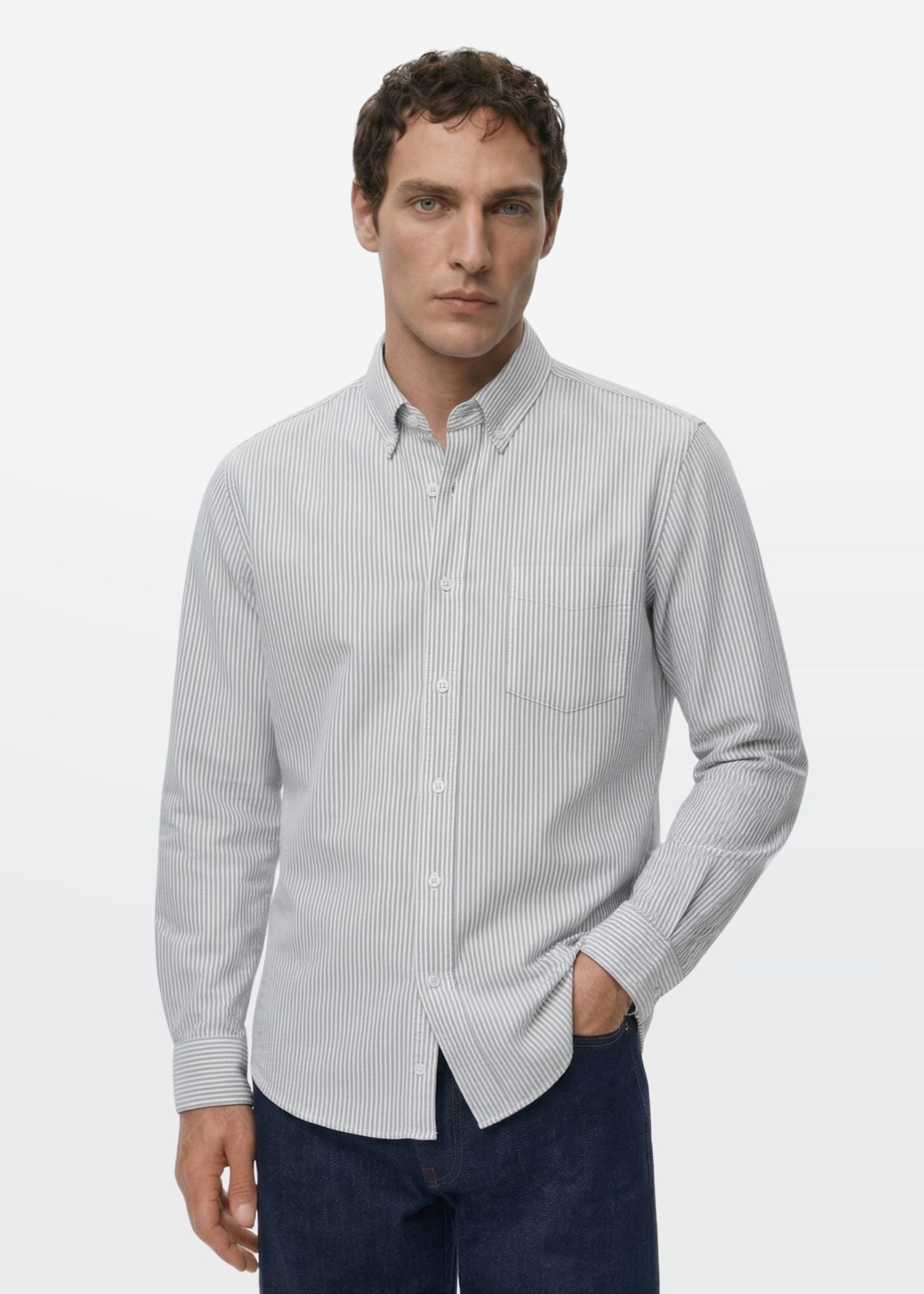 Ash Grey Pinstripe Oxford Shirt