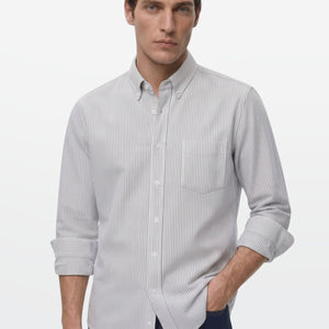 Ash Grey Pinstripe Oxford Shirt