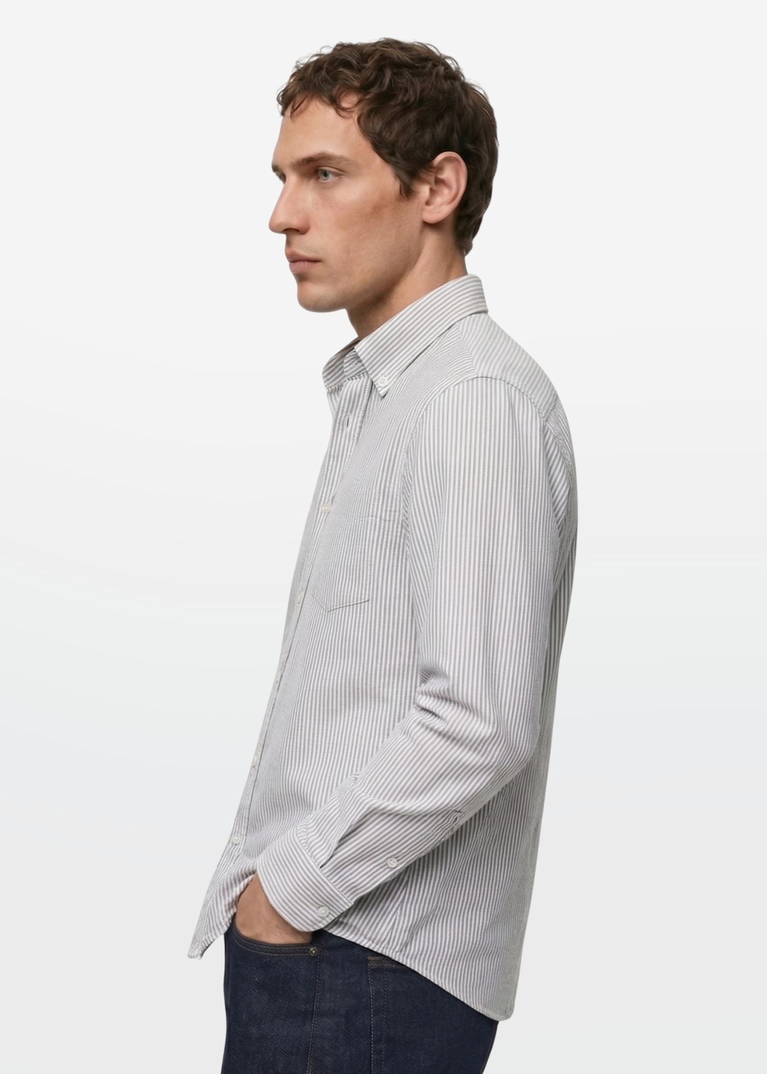 Ash Grey Pinstripe Oxford Shirt