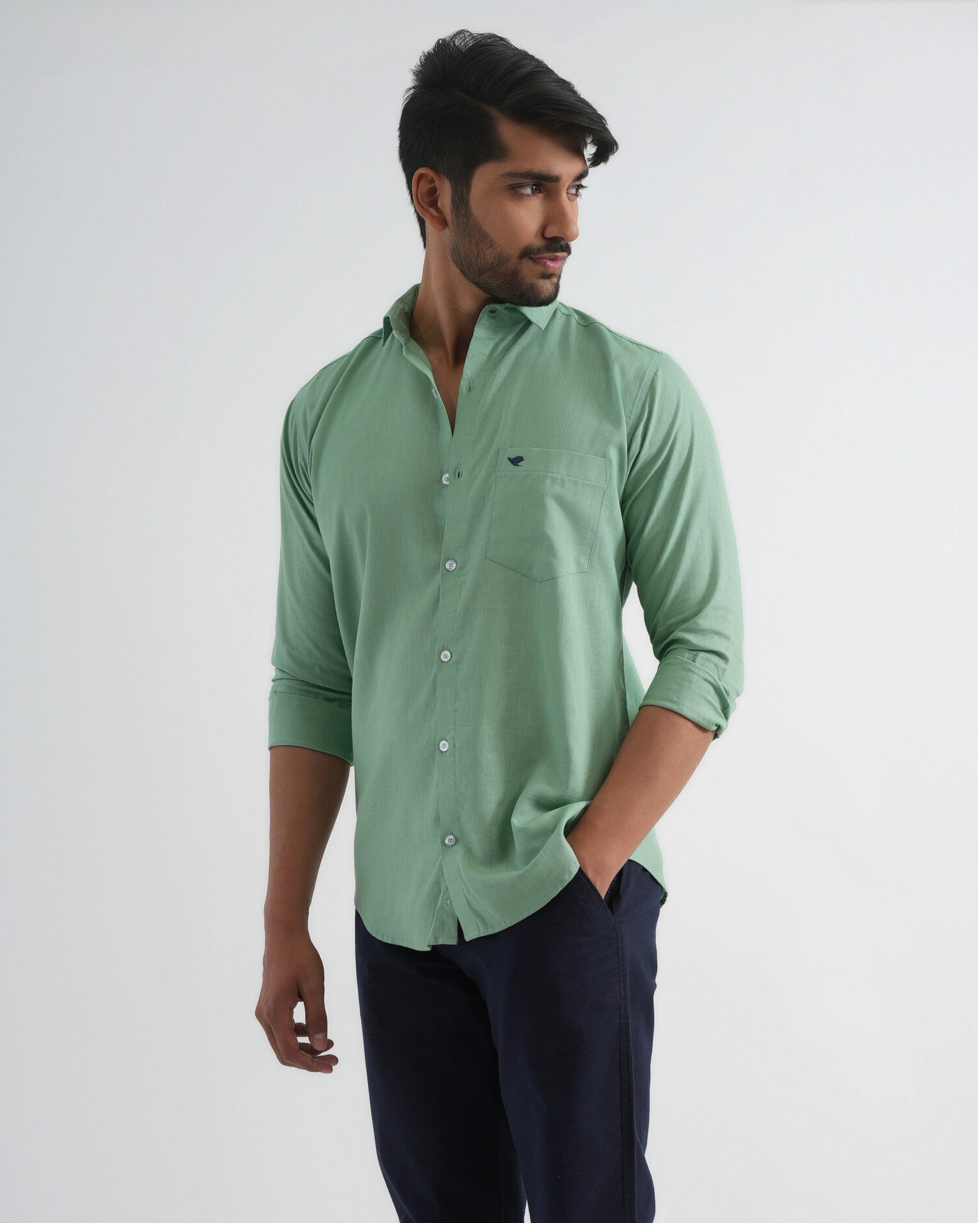 Cactus Green Lyocell Linen Shirt