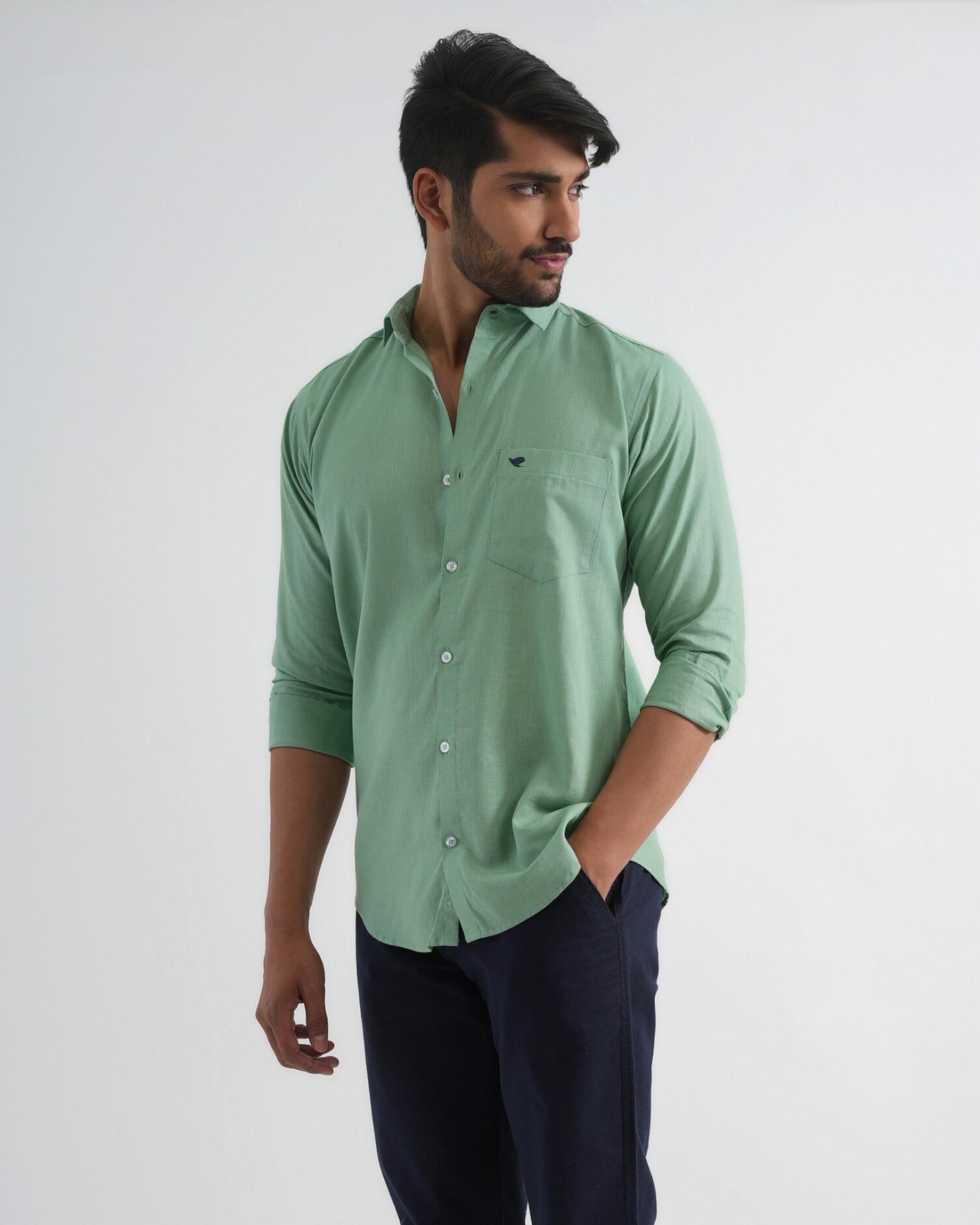 Cactus Green Lyocell Linen Shirt