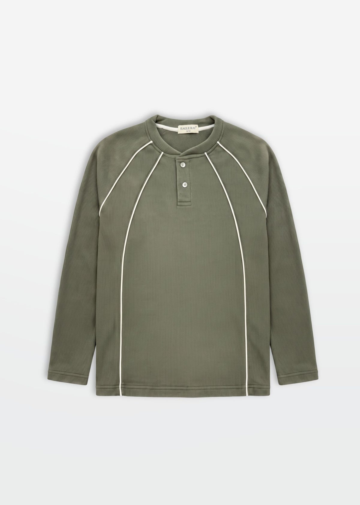Olive Piped Ribbed Henley