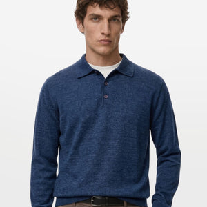 Luxe Polo In Mid Blue