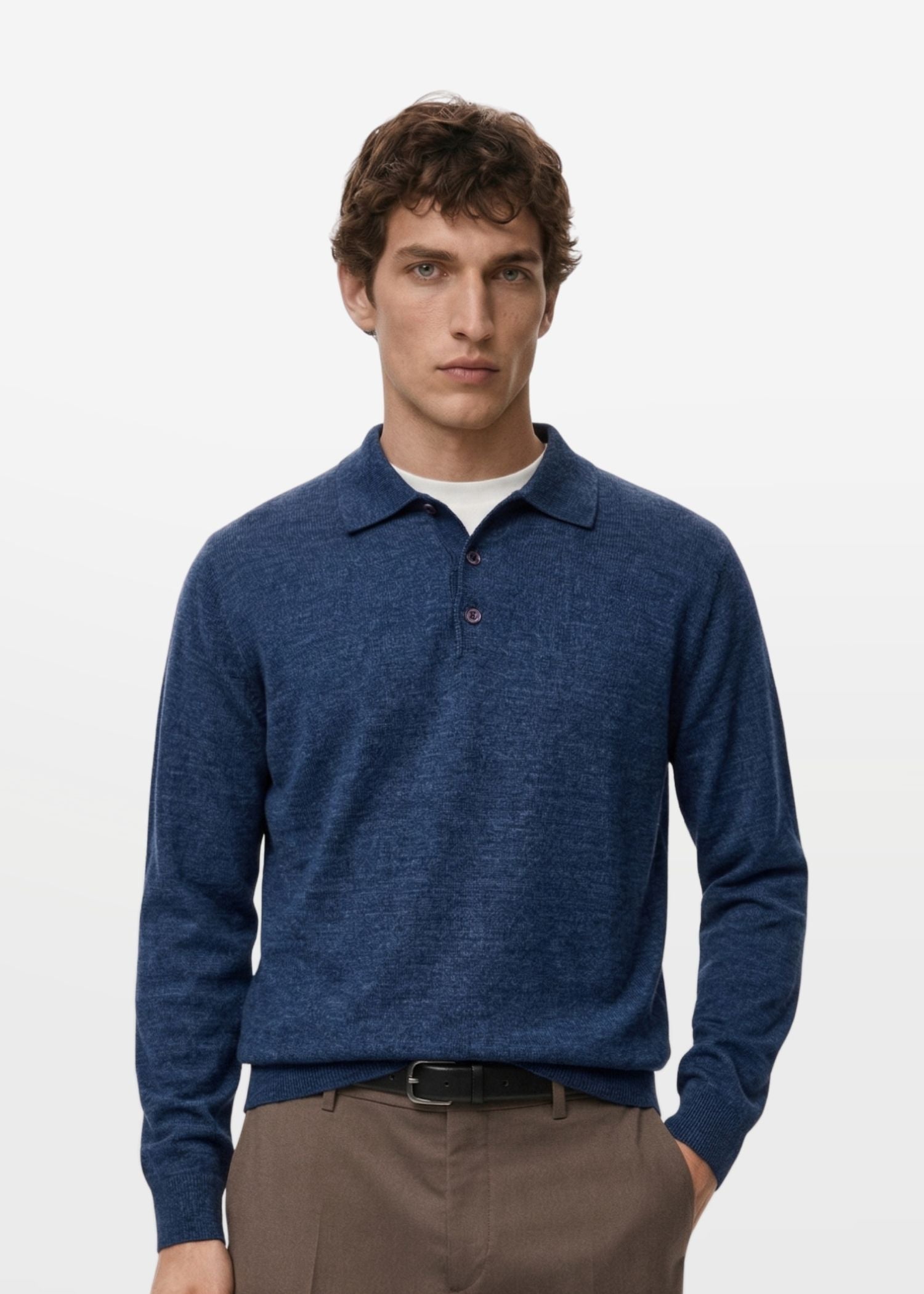 Luxe Polo In Mid Blue