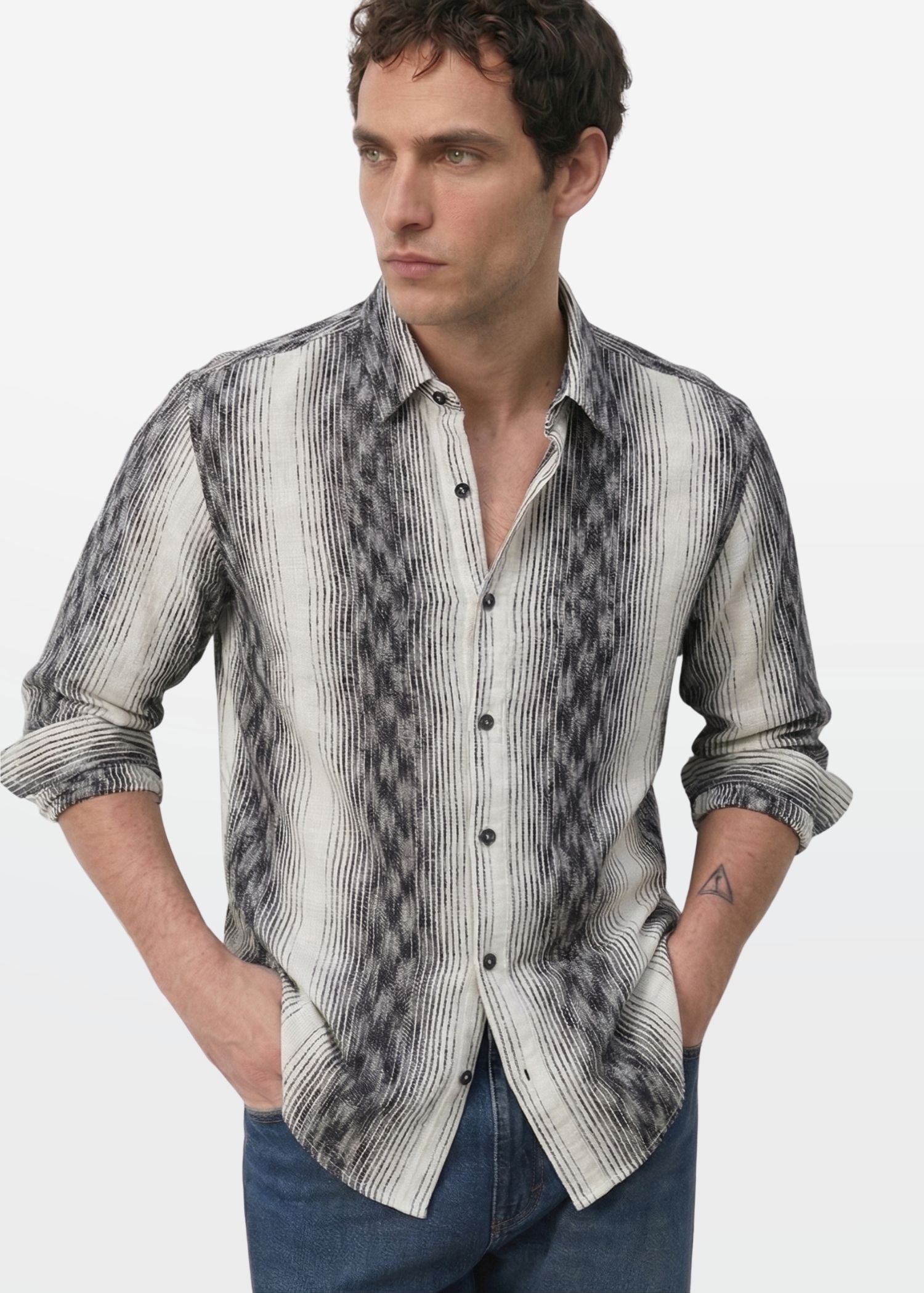 Midnight Ikat Stripe Shirt