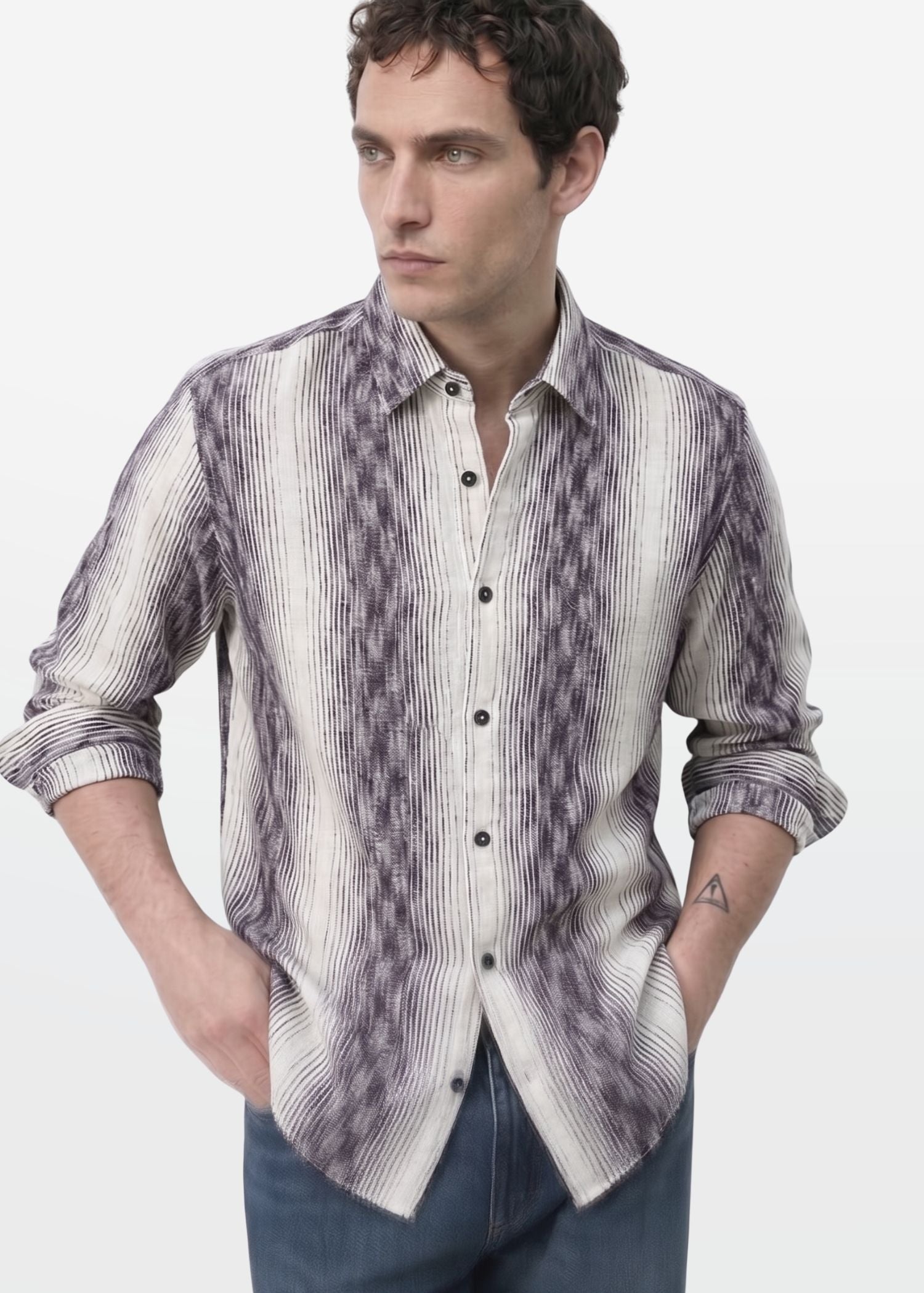 Smoked Plum Ikat Stripe Shirt