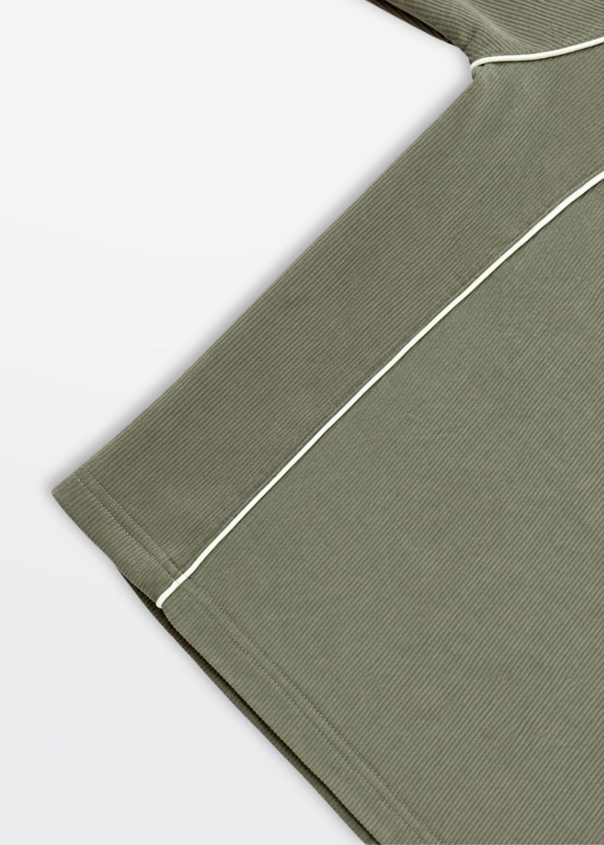 Olive Piped Ribbed Henley