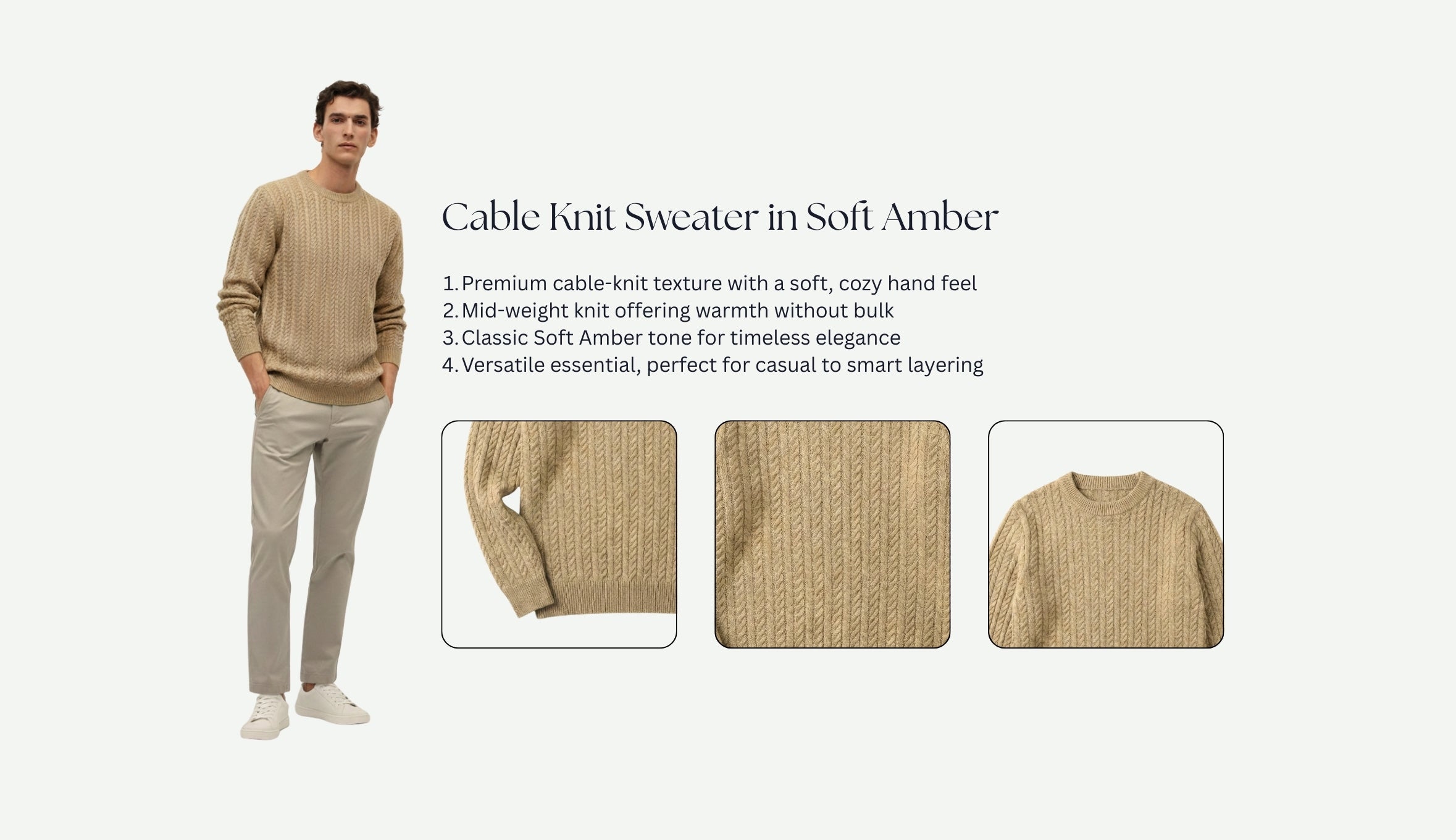 Cable Knit Sweater in Soft Amber