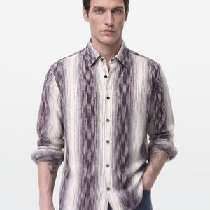 Smoked Plum Ikat Stripe Shirt