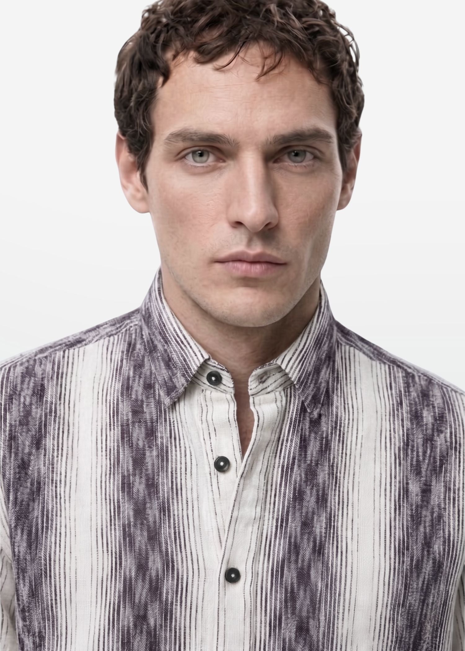 Smoked Plum Ikat Stripe Shirt