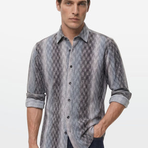 Steel Mist Ikat Stripe Shirt