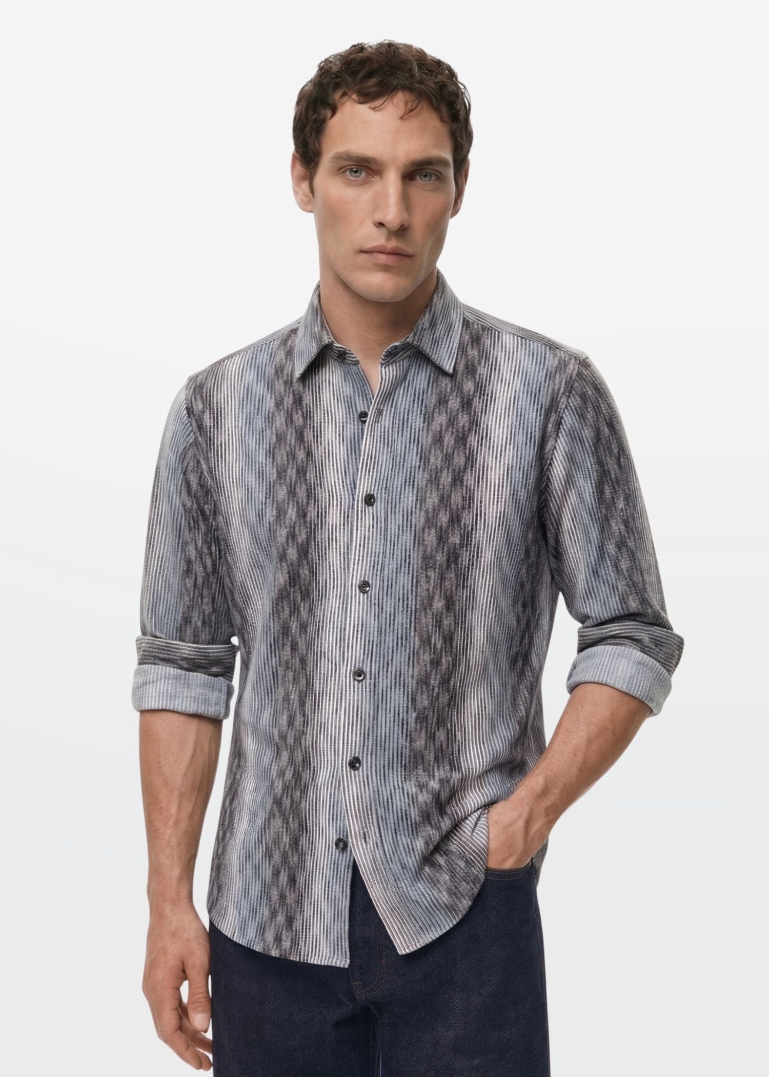 Steel Mist Ikat Stripe Shirt