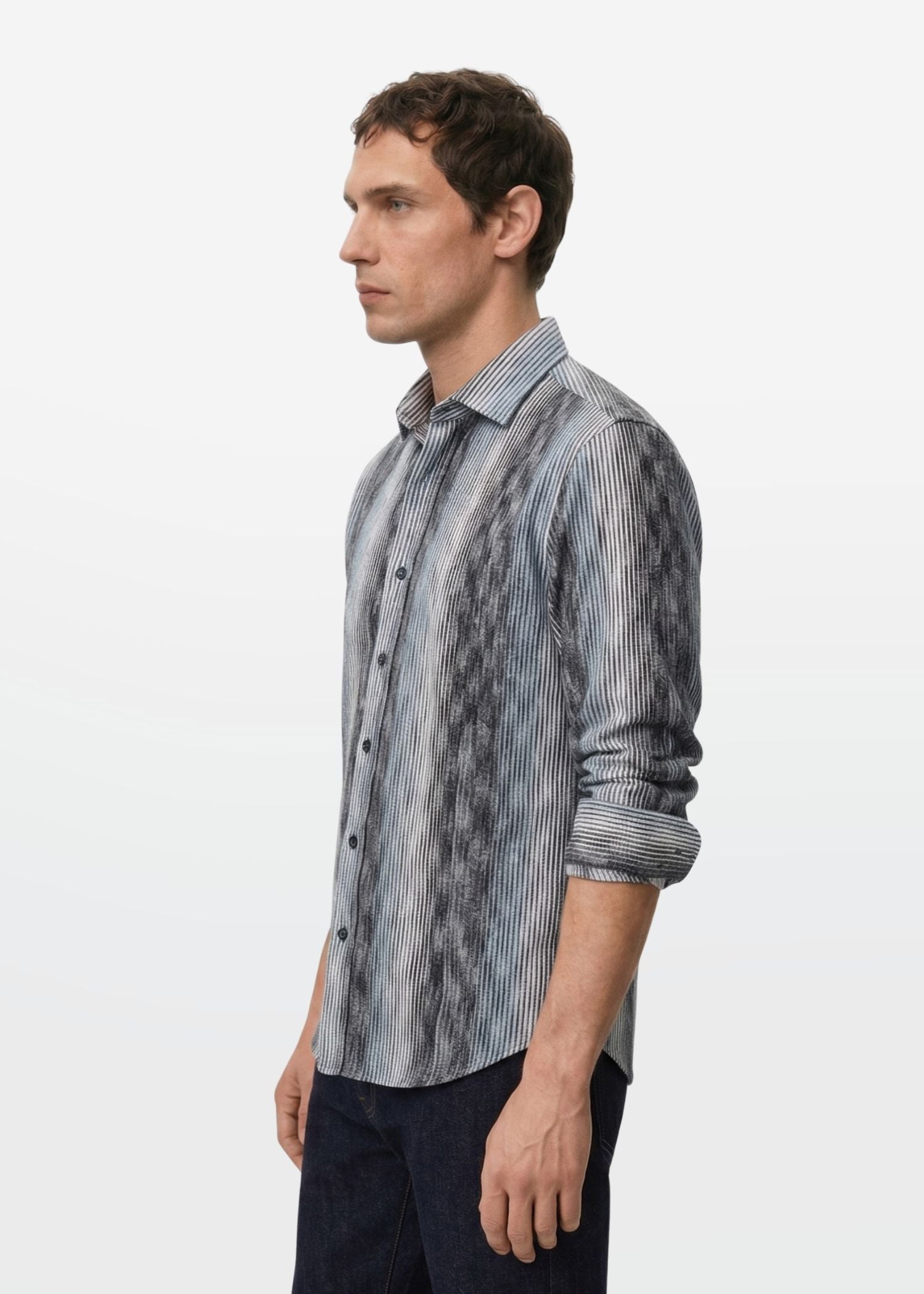Steel Mist Ikat Stripe Shirt