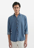 Cadet Blue Tencel Indigo Shirt — Men's Tencel Indigo Cotton Shirt | Eagle Ray