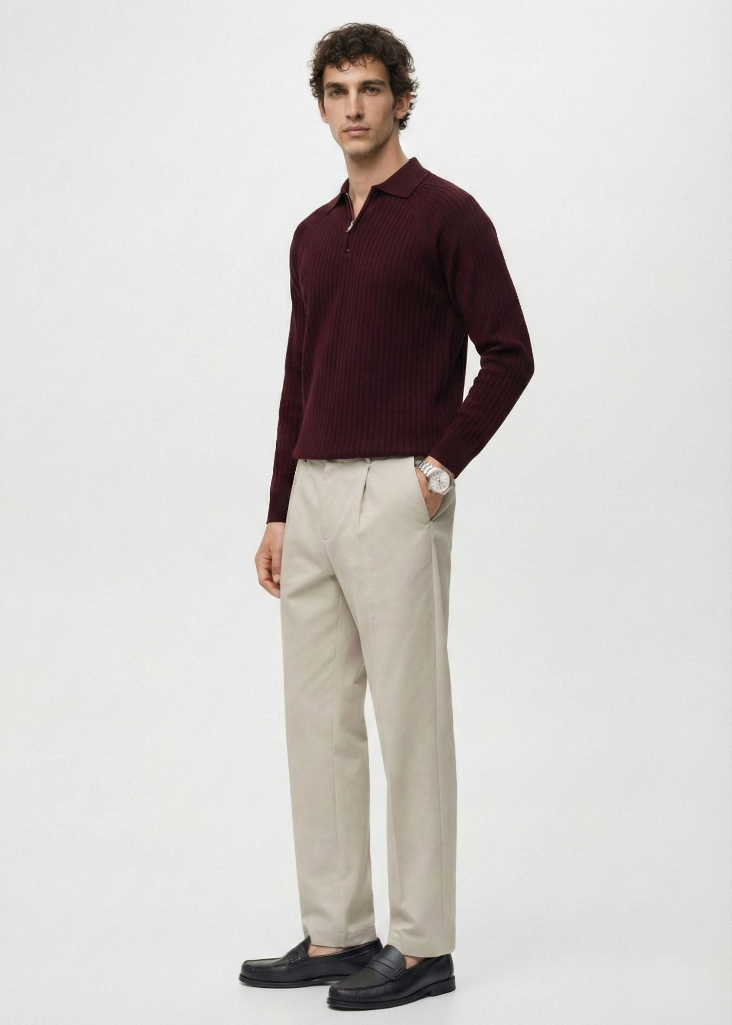 Core Zip Polo in Maroon