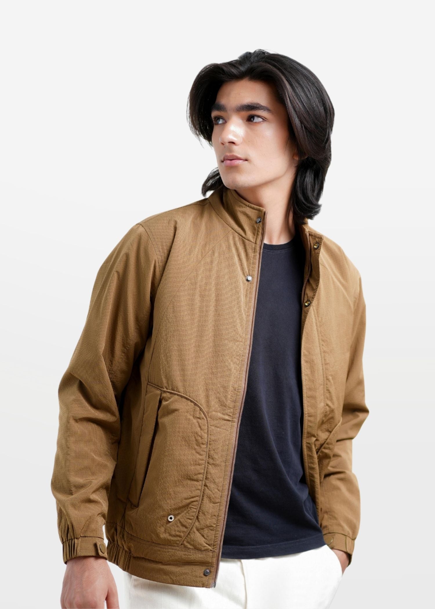 Bomber Jacket in Dark Sand — Men's Regular Fit Bomber Jacket | Eagle Ray