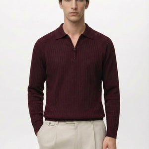 Core Zip Polo in Maroon