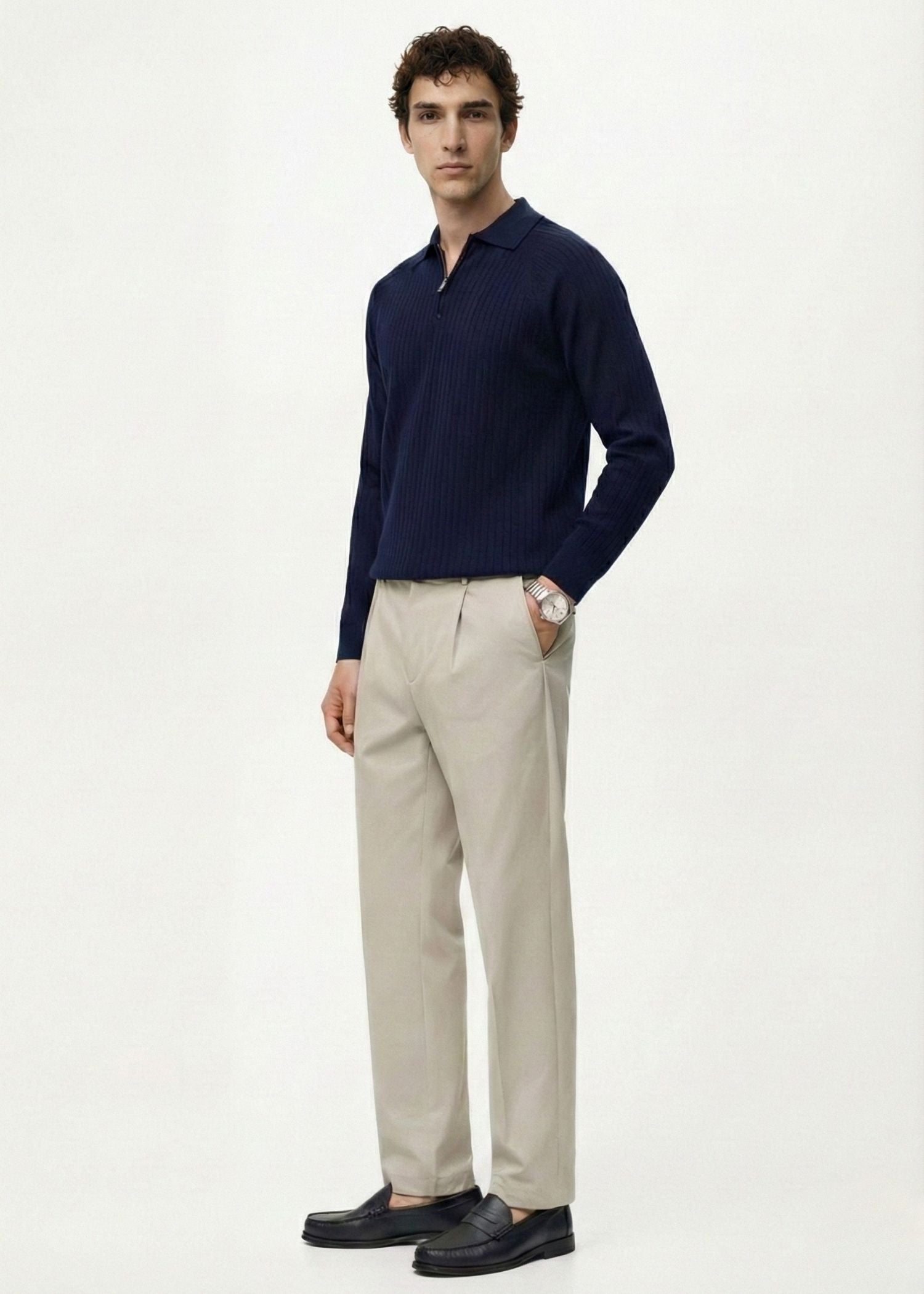 Core Zip Polo in Rhino Blue