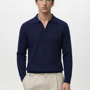 Core Zip Polo in Rhino Blue