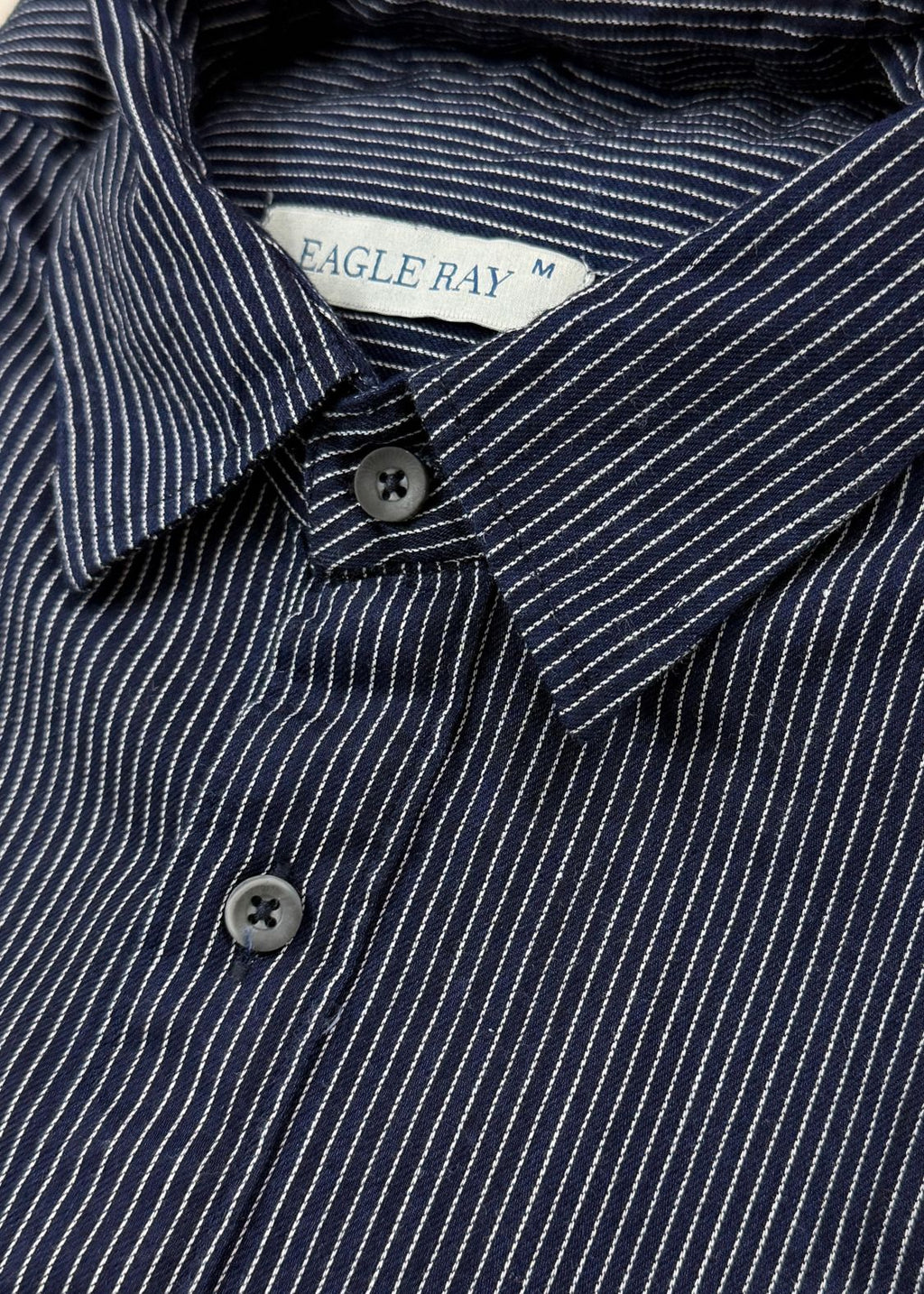 Pinstripe Oxford in Deep Blue — Men's Cotton Pinstripe Shirt | Eagle Ray
