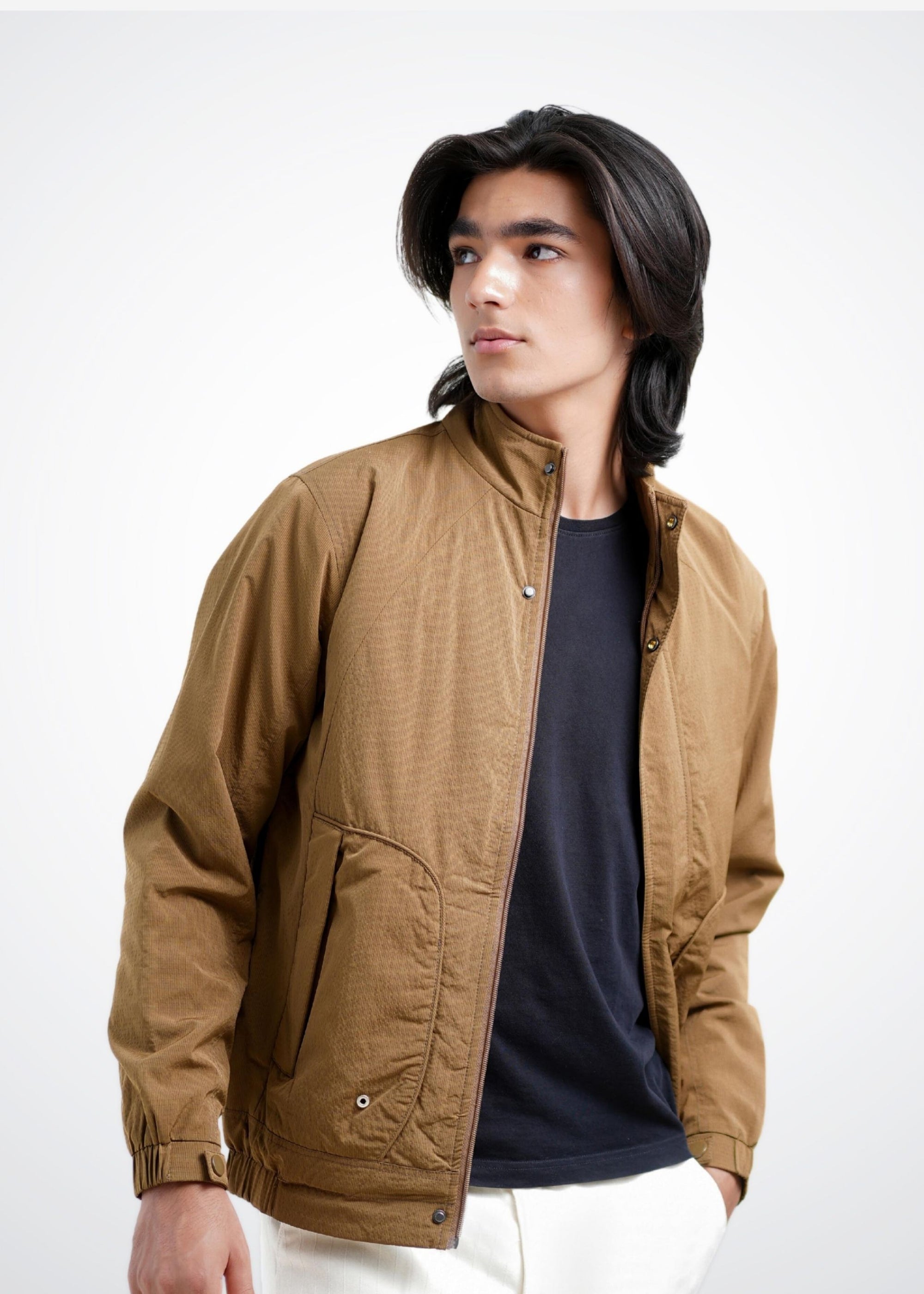 Bomber Jacket in Dark Sand