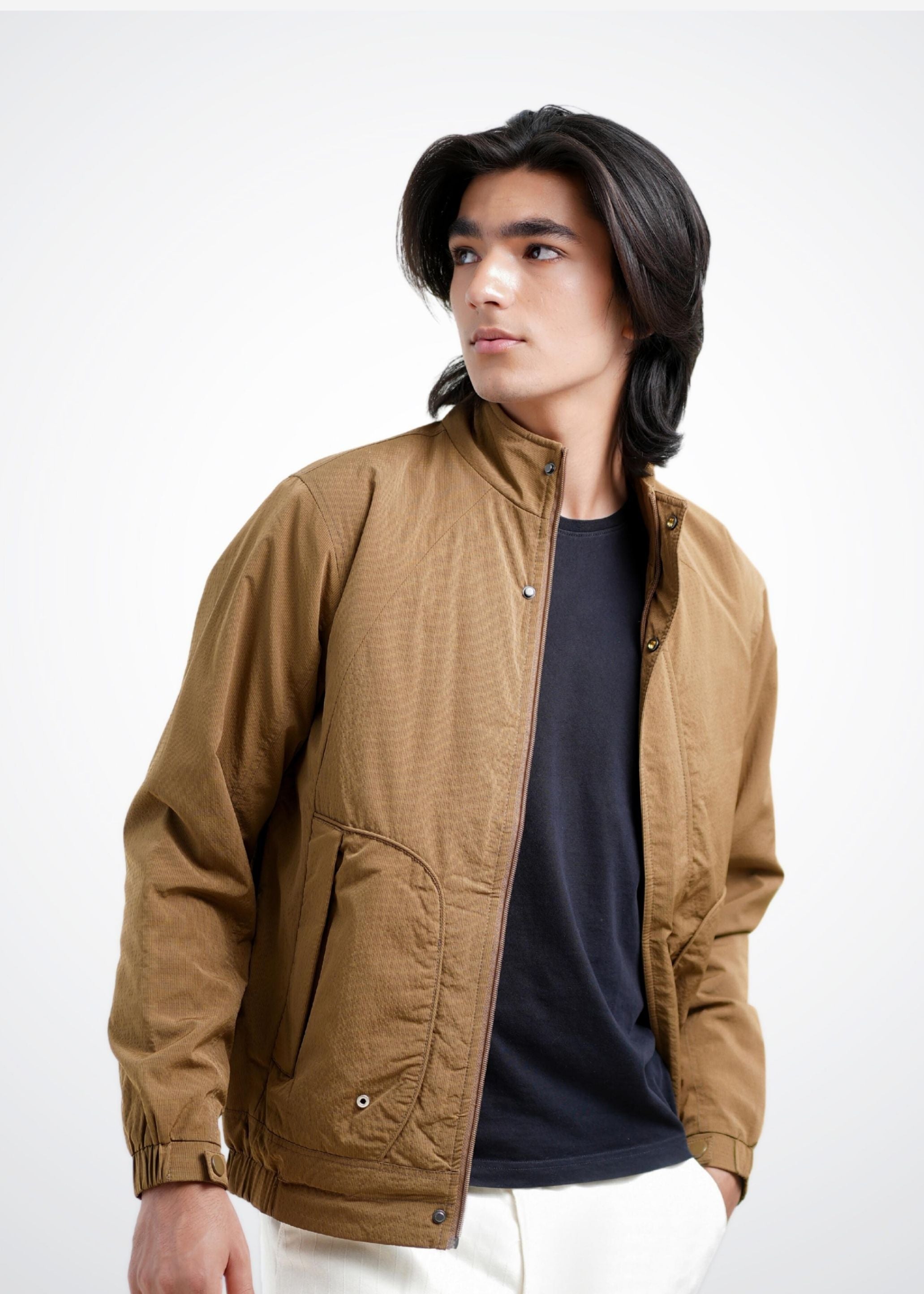Bomber Jacket in Dark Sand